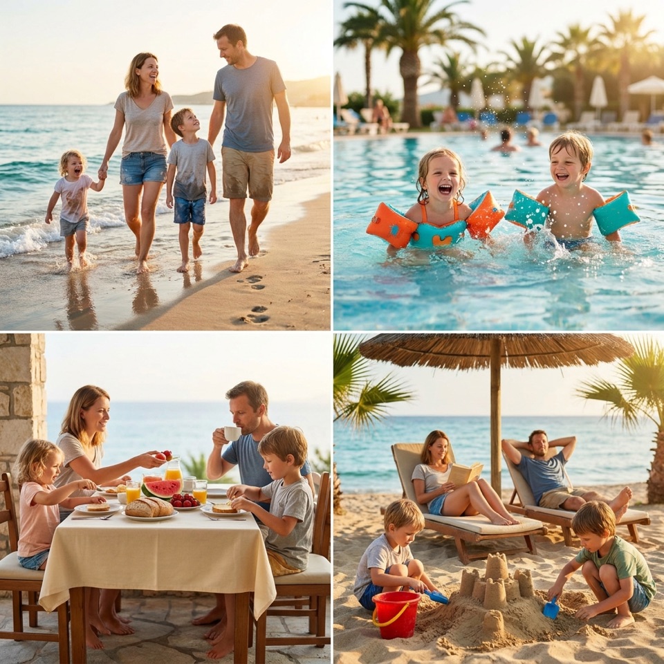 Gl&uuml;ckliche Familien im Urlaub